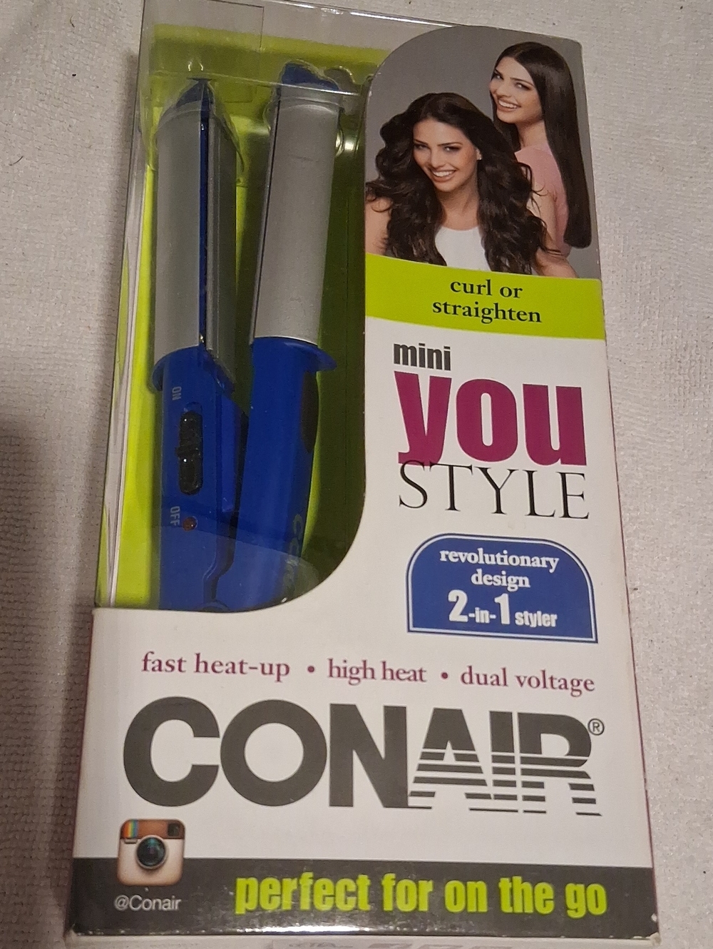 Conair Mini YouStyle 2-in-1 Hair Styler - Blue (Curl or Straighten)